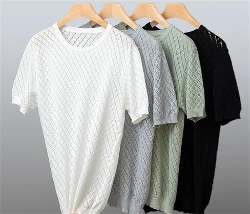 رجال O-العنق قصر الأكمام سترة pullover جوفاء خارج التنفس مريحة مريحة in Saudi Arabia