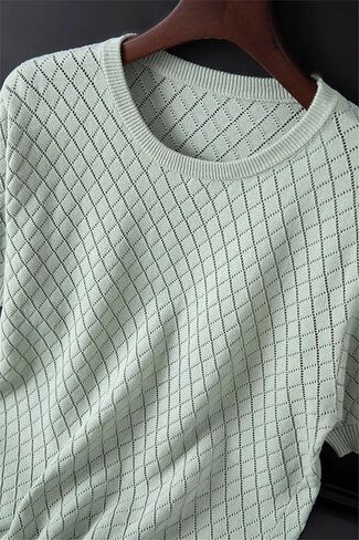 رجال O-العنق قصر الأكمام سترة pullover جوفاء خارج التنفس مريحة مريحة in Saudi Arabia