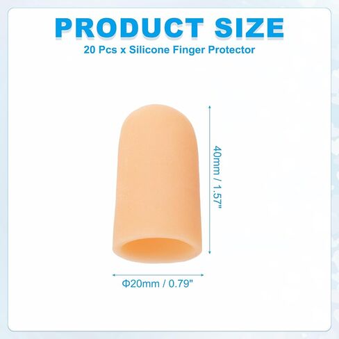 PATIKIL Gel Finger Cots 1.6"x0.79", 20 Pcs Silicone Finger Protector Support Finger Sleeve Cushions Thumb Protector Covers Fingertip Caps Gloves for Finger Cracking, Beige in Saudi Arabia