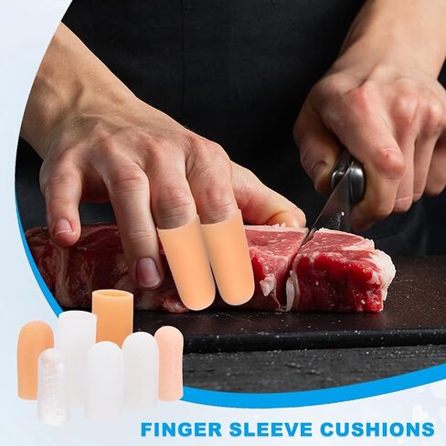 PATIKIL Gel Finger Cots 1.6"x0.79", 20 Pcs Silicone Finger Protector Support Finger Sleeve Cushions Thumb Protector Covers Fingertip Caps Gloves for Finger Cracking, Beige in Saudi Arabia