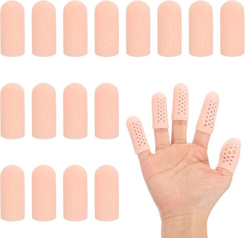 Patikil Gel Finger Cots 2 "x0.79" ، 20 pcs دعم واقي الإصبع السيليكون مع وسائد الأكمام ذات الثقب القابل للتنفس يغطي حامي الإبهام قفازات الأصابع. in Saudi Arabia