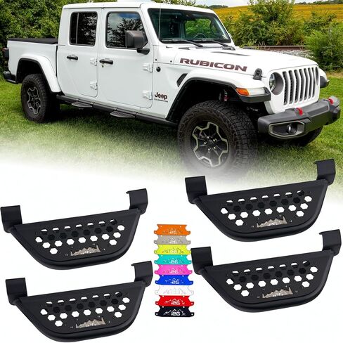 IAG EZ-Step لجيب Wrangler 2018+ 4 Door & Gladiator 2020+ w/OEM Rockrails (لوحة شعار سوداء ، زوجان) in Saudi Arabia