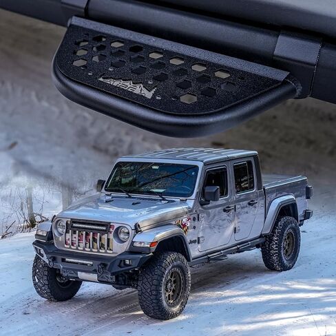 IAG EZ-Step لجيب Wrangler 2018+ 4 Door & Gladiator 2020+ w/OEM Rockrails (لوحة شعار سوداء ، زوجان) in Saudi Arabia