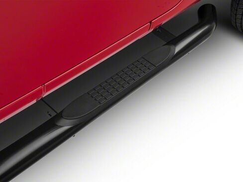 Redrock 4x4 3-Inch Round Curved Side Step Bars; Textured Black Compatible with 18-22 Jeep Wrangler JL 4-Door in Saudi Arabia