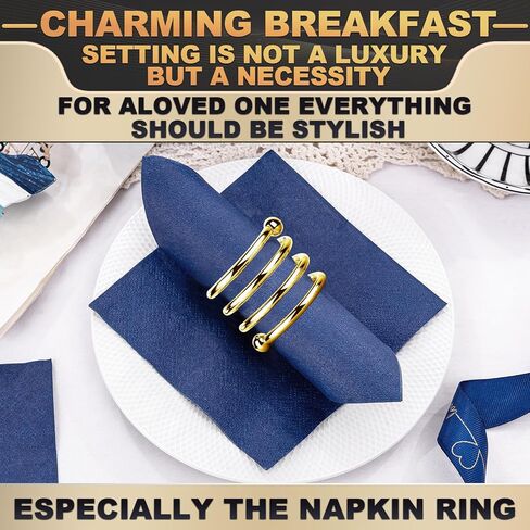 حلقات مناديل من الفولاذ المقاوم للصدأ، حوامل حلقات مناديل معدنية، حامل Yimerlen، أبازيم منديل لعشاء العائلة، الزفاف، الحفلات (أعط بطاقات شكر الاسم) حلزوني فضي 12 قطعة in Kuwait