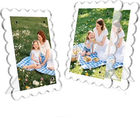 1 PACK 4 x 6 Picture Frame，Wavy Edge Photo Frame with Removable Magnetic Stand, Magnetic Picture Frames for Refrigerator or Desk in Saudi Arabia