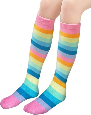 DXTON Girls Rainbow Knee High Socks: Kids Crazy Cotton Long Socks 3-12 years, Novelty Dancing Fun Gift in Saudi Arabia
