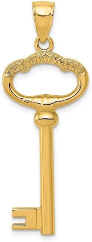 Solid 14K Yellow Gold 3-D Key Key To My Heart Pendant in Saudi Arabia
