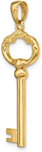 Solid 14K Yellow Gold 3-D Key Key To My Heart Pendant in Saudi Arabia