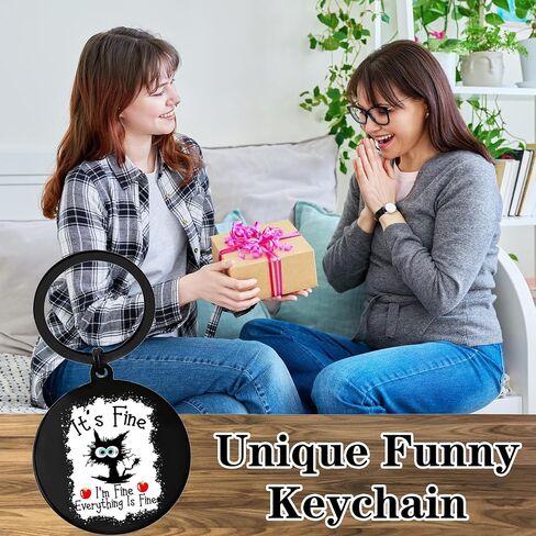 سلسلة مفاتيح القط أنا بخير كل شيء على ما يرام ، هدايا مفاتيح حداثة لمحبي القط ، هدية مضحكة للنساء المراهقين in Saudi Arabia