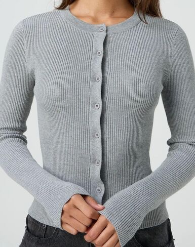 Cioatin Women Long Sleeve Button Up Ribbed Knit Crop Cardigan Y2K Slim Fit Round Neck Sweater Tshirt Fall Going Out Tops in Saudi Arabia
