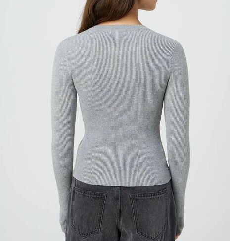 Cioatin Women Long Sleeve Button Up Ribbed Knit Crop Cardigan Y2K Slim Fit Round Neck Sweater Tshirt Fall Going Out Tops in Saudi Arabia