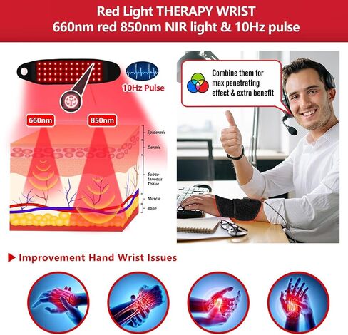 Red Light Therapy for Hands, Near Infrared Light Therapy Belt Portable Wearable Neck Chin Firming V Face Lifting Wrap, 660nm 850nm Infrared Light for Hands Wrist Pain Relief in Kuwait