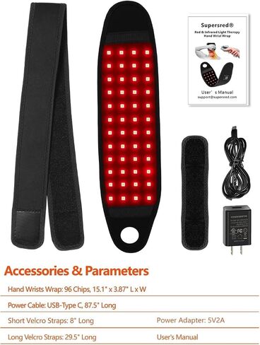 Red Light Therapy for Hands, Near Infrared Light Therapy Belt Portable Wearable Neck Chin Firming V Face Lifting Wrap, 660nm 850nm Infrared Light for Hands Wrist Pain Relief in Kuwait