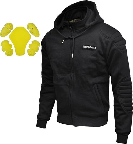 Hoodie Hoodie Mens أسود قابلة للفصل قابلة للفصل ركوب الخيل قميص من النوع الثقيل Kevlar مبطنة بالدراجة الواقية in Saudi Arabia