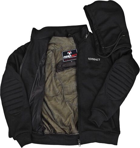Hoodie Hoodie Mens أسود قابلة للفصل قابلة للفصل ركوب الخيل قميص من النوع الثقيل Kevlar مبطنة بالدراجة الواقية in Saudi Arabia