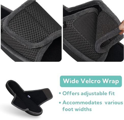Men's Adjustable Wrap Open-toe Slippers with Memory Foam, Summer House Shoes for Men in Saudi Arabia