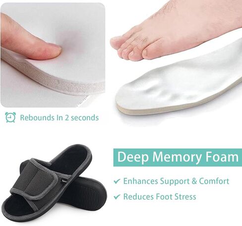 Men's Adjustable Wrap Open-toe Slippers with Memory Foam, Summer House Shoes for Men in Saudi Arabia