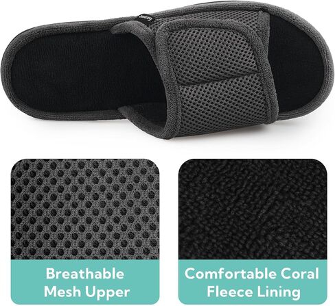 Men's Adjustable Wrap Open-toe Slippers with Memory Foam, Summer House Shoes for Men in Saudi Arabia