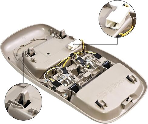 Overhead Console Dome Light Assembly Compatible with Dodge Ram 1500 2500 1999-2001 Front LED Overhead Console Storage Replace 55350657 SN96TL2AA (Beige) in Saudi Arabia