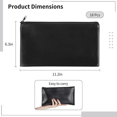 18 Pcs Waterproof Pu Leather Money Bags With Zippers, 11.2×6.3 Deposit Pouches For Bank, Travel, And Daily Use in Saudi Arabia