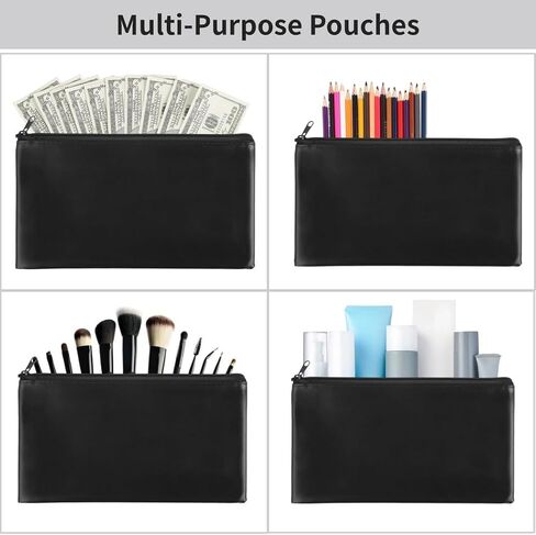 18 Pcs Waterproof Pu Leather Money Bags With Zippers, 11.2×6.3 Deposit Pouches For Bank, Travel, And Daily Use in Saudi Arabia
