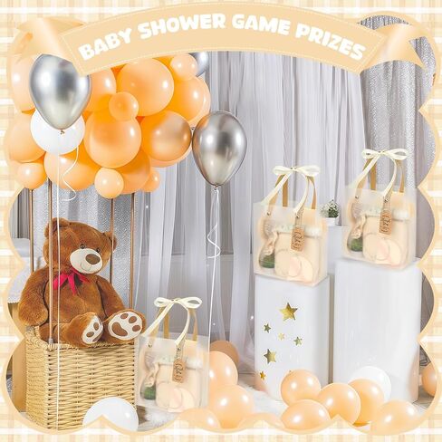 Baby Shower Prizes for Winners Gifts Headband Hair Brush Jewelry Box Plants Candles Bracelet Hand Cream Compact Powder Puff Hair Claw ribbon Gift Bag Beaded Necklace Bridal Shower(6 Sets-Beige) in Kuwait