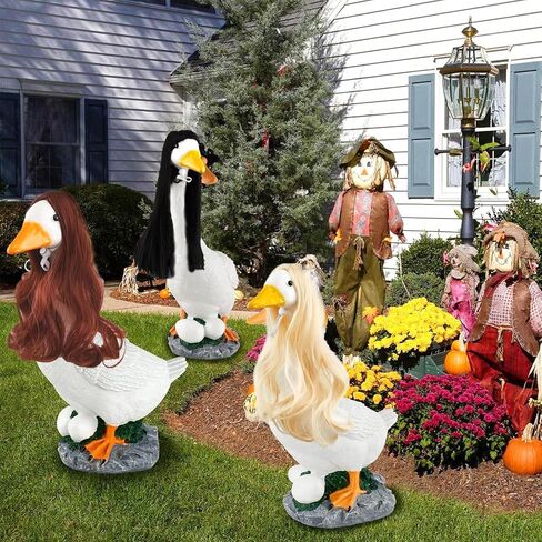 3pcs porch goose شعر مستعار ، شرفة أوزة ملابس DIY مع الرباط المرن ، وملحقات Goose الشرفة لحدائق الحديقة وعيد الميلاد ، عيد الفصح ، عيد الهالوين ، والعطلات المختلفة （الشعر الطويل） in Kuwait