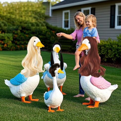 3pcs porch goose شعر مستعار ، شرفة أوزة ملابس DIY مع الرباط المرن ، وملحقات Goose الشرفة لحدائق الحديقة وعيد الميلاد ، عيد الفصح ، عيد الهالوين ، والعطلات المختلفة （الشعر الطويل） in Kuwait