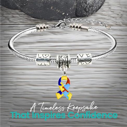 مجموعة Infinity Collection Autism Awarness Awarness Snake سلسلة - سلسلة قابلة للتعديل من الفضة مع سحر - هدية دعم للمعلمين والأمهات والأصدقاء in Saudi Arabia