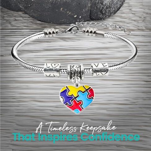 مجموعة Infinity Collection Autism Awarness Awarness Snake سلسلة - سلسلة قابلة للتعديل من الفضة مع سحر - هدية دعم للمعلمين والأمهات والأصدقاء in Kuwait