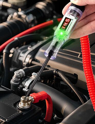 Automotive Test Light with 3-48V LED Digital Readout, Automotive Circuit Tester with Voltmeter and Polarity Indicator Light, Electrical Voltage Test Pen with Stainless Probe for Fuse Car/Vehicles in Kuwait