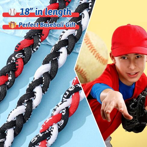 Junkin 3 Pieces Baseball Necklaces Three Braided Rope Tornado Necklaces Sports Titanium Necklace Baseball Rope Necklaces for Boys Men Player Softball Fans Sports (Elegant Style) in Saudi Arabia