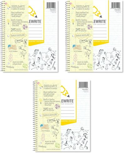 Wide Ruled Wirebound Spiral Notebook, Includes Doodle Prompts to Keep Focus, Spark Creativity/Imagination, Relieve Stress, 10.5" x 8", 50 Sheets/100 Pages, White (11101) (Pack of 1) in Saudi Arabia
