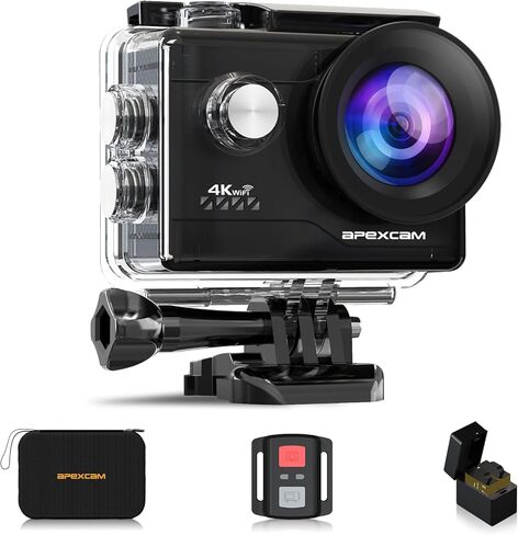 Action Camera 4K 40M Waterproof Underwater Camera for Snorkeling,EIS WiFi Camera 170° Wide Angle Dual Screen Camera for Vlog((Charger, Remote Control and Helmet Accessories) in Saudi Arabia