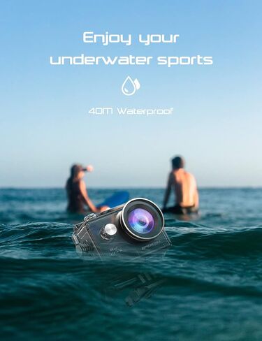 Action Camera 4K 40M Waterproof Underwater Camera for Snorkeling,EIS WiFi Camera 170° Wide Angle Dual Screen Camera for Vlog((Charger, Remote Control and Helmet Accessories) in Saudi Arabia