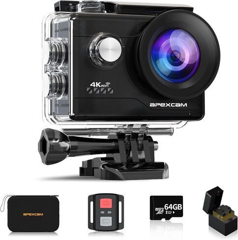 Action Camera 4K 40M Waterproof Underwater Camera for Snorkeling,EIS WiFi Camera 170° Wide Angle Dual Screen Camera for Vlog((Charger, Remote Control and Helmet Accessories) in Saudi Arabia
