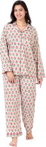 Huar Women Pajama Set, 4 pcs Button Down Vacation Beach Cotton Set, Lounge wear PJ Set For Birthday in Saudi Arabia