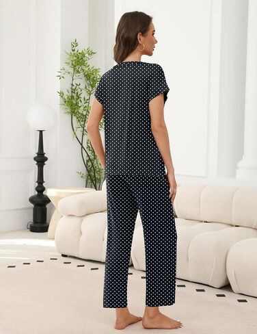Ekouaer 2 Pack Pajamas for Women Short Sleeve V Neck Pj 2 Piece Lounge Sets S-XXL in Saudi Arabia