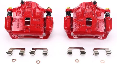 Power Stop Front S2832 Pair of High-Temp Red Powder Coated Calipers For Hyundai Sonata 2004-2005, Hyundai Tiburon 2003-2005, Kia Magentis 2002-2004, Kia Optima 2003-2006 [Model Specific] in Saudi Arabia