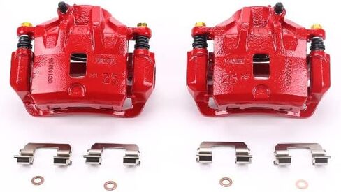 Power Stop Front S2832 Pair of High-Temp Red Powder Coated Calipers For Hyundai Sonata 2004-2005, Hyundai Tiburon 2003-2005, Kia Magentis 2002-2004, Kia Optima 2003-2006 [Model Specific] in Saudi Arabia