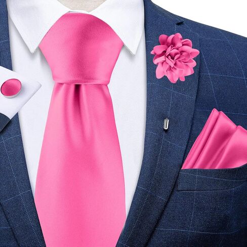 3.15"（8cm） Men's Solid Tie and Lapel Pin Woven Handkerchief Cufflinks Set for Men Wedding Business in Saudi Arabia