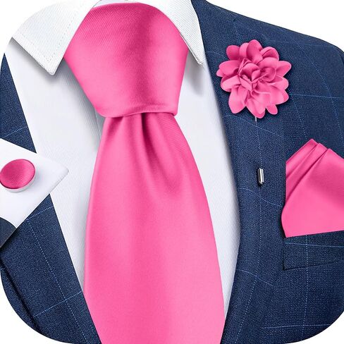 3.15"（8cm） Men's Solid Tie and Lapel Pin Woven Handkerchief Cufflinks Set for Men Wedding Business in Saudi Arabia