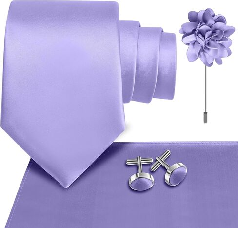 3.15"（8cm） Men's Solid Tie and Lapel Pin Woven Handkerchief Cufflinks Set for Men Wedding Business in Saudi Arabia