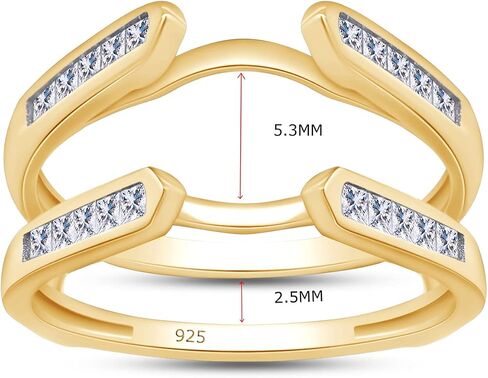 SAVEARTH DIAMONDS 0.46 Carat Princess Cut Lab Created Moissanite Diamond Cathedral Ring Guard Enhancer For Women In 14K Gold Over Sterling Silver(D Color, VVS1 Clarity 0.46 Cttw) in Saudi Arabia