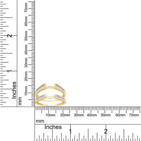 SAVEARTH DIAMONDS 0.46 Carat Princess Cut Lab Created Moissanite Diamond Cathedral Ring Guard Enhancer For Women In 14K Gold Over Sterling Silver(D Color, VVS1 Clarity 0.46 Cttw) in Saudi Arabia
