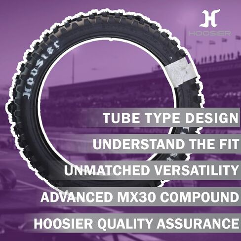 Hoosier Racing MX Tire Set: 80/100-21 MX30S Front & 110/90-19 IMX30 Rear Dirt Bike Tube Type Tires for 125, 250, 450cc Bikes with Hoosier Keychain in Kuwait