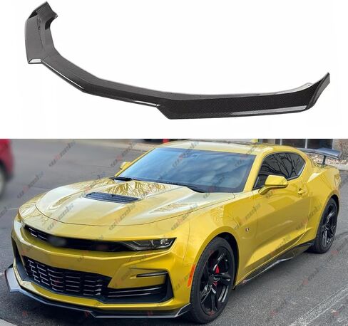 الأمامي الشفاه متوافق مع 2016-2024 Chevy Camaro lt ls rs ss ، سد الهواء السفلي المفسد المفسد من أجل 16-24 ، مجموعة حماية هيكل (نمط ألياف الكربون) in Saudi Arabia