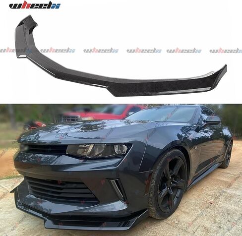 الأمامي الشفاه متوافق مع 2016-2024 Chevy Camaro lt ls rs ss ، سد الهواء السفلي المفسد المفسد من أجل 16-24 ، مجموعة حماية هيكل (نمط ألياف الكربون) in Saudi Arabia