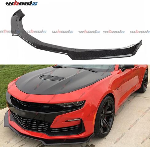 الأمامي الشفاه متوافق مع 2016-2024 Chevy Camaro lt ls rs ss ، سد الهواء السفلي المفسد المفسد من أجل 16-24 ، مجموعة حماية هيكل (نمط ألياف الكربون) in Saudi Arabia